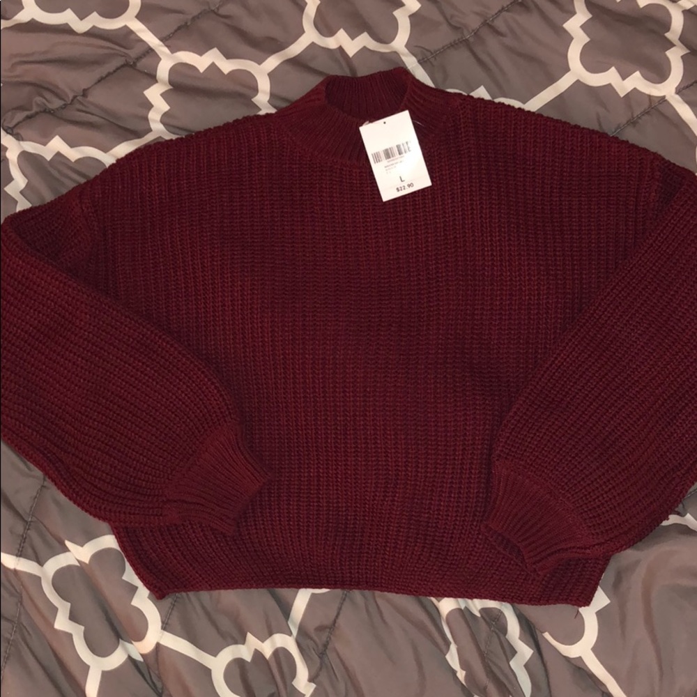 maroon balloon sleeve sweater